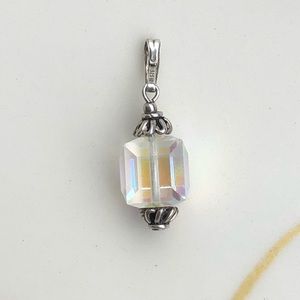 Swarovski AB Crystal Cube 925 Silver Pendant